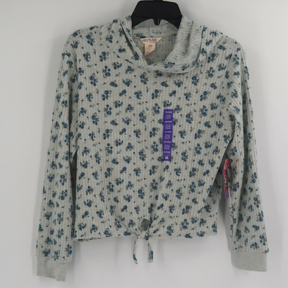 Hollywood the Jean People Girls Ribbed Floral Hoodie Size Large/14 NWT